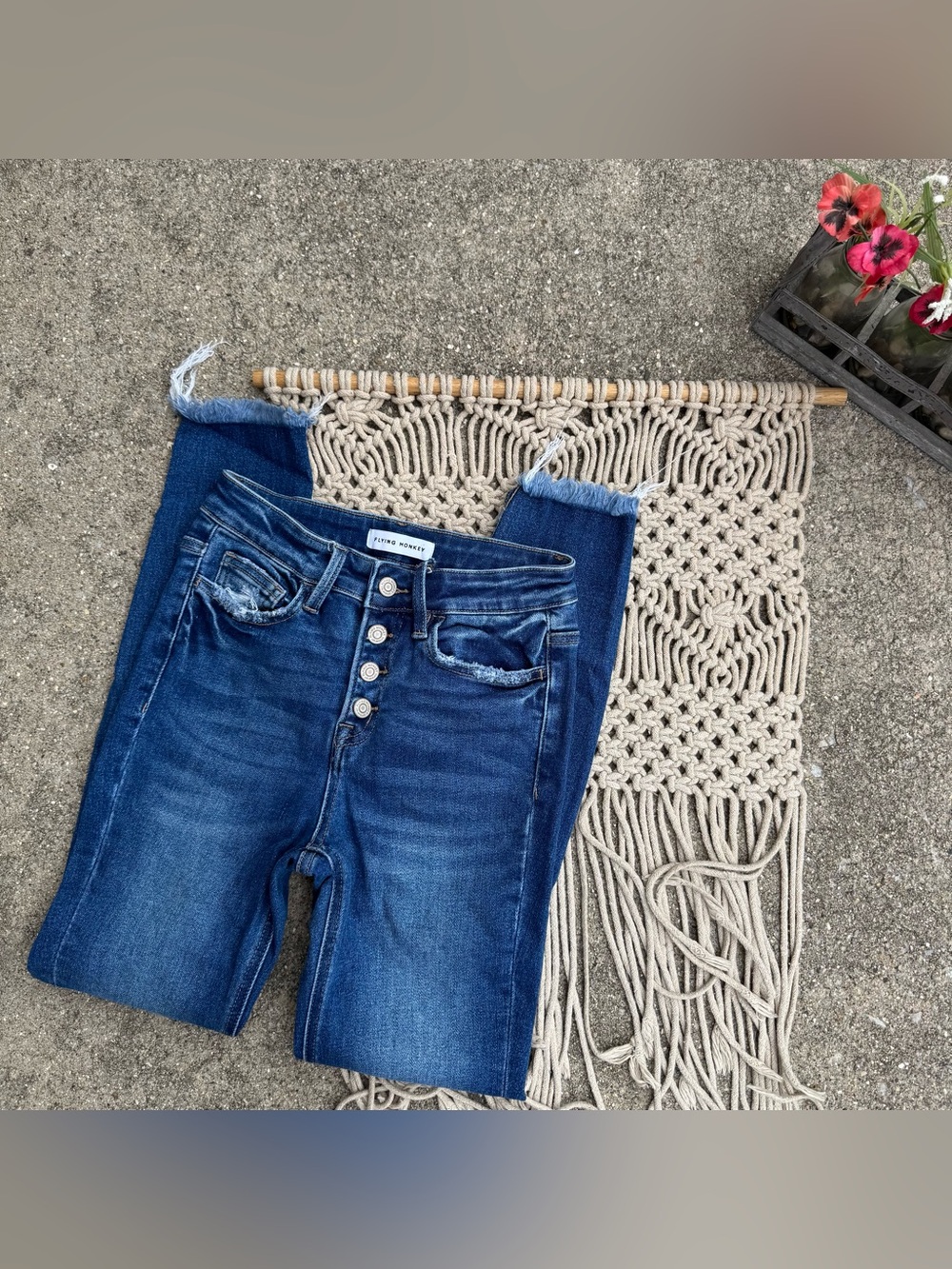 Flying Monkey High Rise Frayed Hem Cropped Jeans Size 25